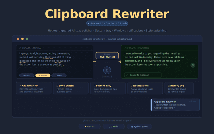 Clipboard Rewriter GenAI